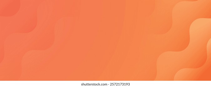 Abstract orange background with wavy patterns. The background features a smooth, gradient texture in vibrant orange tones. Minimal abstract gradient wavy line vector background