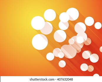 abstract orange background with white circle long shadows