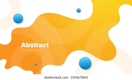 abstract orange background with white fluid and blue circle shapes composition. vector illustration