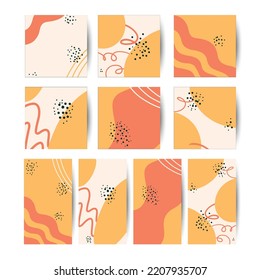 Abstract orange backgrounds. Vector set of templates for social networks, postcards and posters