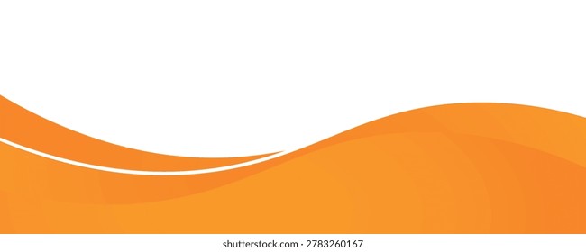 Abstract orange banner background with dynamic curve shapes and modern vector graphic design.