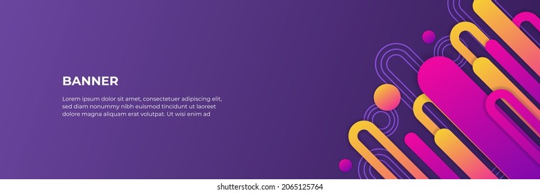 Abstract orange banner design with purple geometric background. Vector illustration for wallpaper, banner, background, card, book illustration, landing page