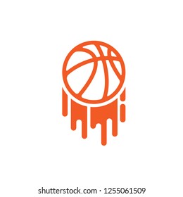 Abstract orange basketball with brush isolated on white background