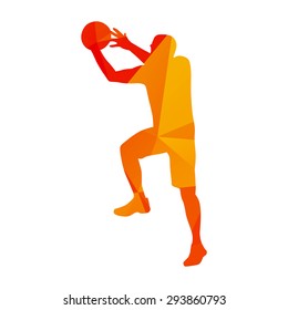 Abstract orange basketball player