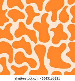 Abstract Orange and Beige Amoeba Shapes Seamless Pattern Background
