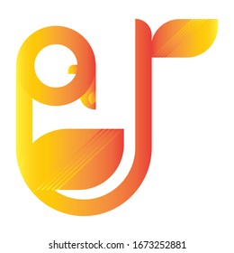 Abstract Orange Bird Vector Logo 