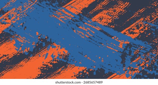 Abstract orange, black and blue background with grunge brush strokes. textures for poster and web banner design