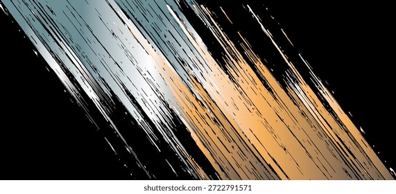 Fundo laranja, preto e azul abstrato com traçados de pincel grunge. texturas para cartaz e web design de banner