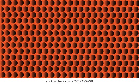 Abstrakter orangefarbener und schwarzer kreisförmiger Punktmuster-Hintergrund mit Halbtonkugeleffekt für Sport-Energie-Konzept vibrierende geometrische nahtlose Vektortextur und Web-Grafik-Banner-Hintergrund.