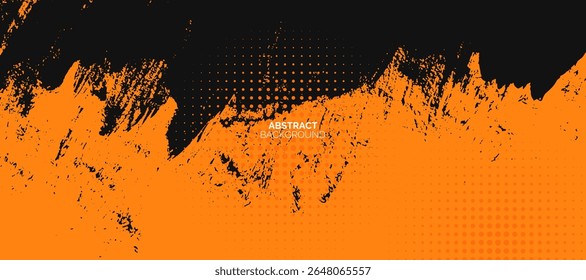 Abstractas fondo grunge naranja y negro con estilo semitono. Traje para la cubierta, cartel, Anuncio, folleto, cabecera, Sitio web