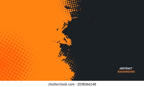Abstract orange and black grunge texture background with halftone effect vector.