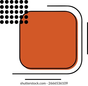 Abstract Orange Block Graphic Design with Geometric Elements and Dot Pattern Illustration on White Background