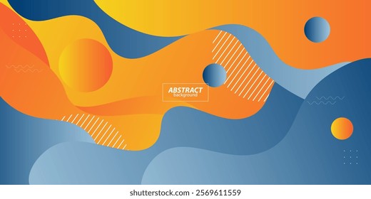 Abstract orange and blue background with simple wavy shapes. Fresh and bright orange design. Popular and modern with 3d shadow concept. Vector eps10