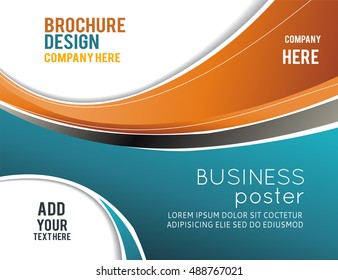 Abstract orange and blue background with wave - brochure design or flyer
