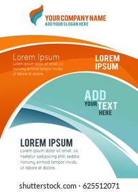 Abstract orange and blue background with wave - brochure design or flyer