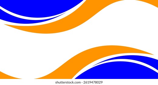 Abstrakter orangefarbener und blauer Bannerhintergrund. Hintergrundvorlage für Grafikdesign-Bannermuster mit dynamischen Kurvenformen. Anzug für Business, Umschlag, Kopfzeile, Tapete, Corporate, Website, Flyer