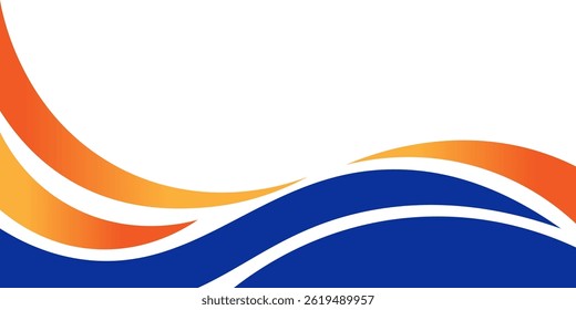 Abstract orange and blue banner background. Graphic design banner pattern background template with dynamic curve shapes. Suit for business, cover, header, wallpaper
