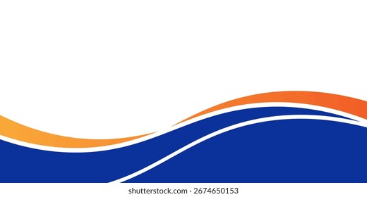 Abstract orange and blue banner background. Graphic design banner pattern background template with dynamic curve shapes. Suit for business, cover, header, poster