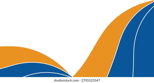 Abstract orange and blue banner background. Graphic design banner pattern background template with dynamic curve shapes. Suit for business, cover, header, wallpaper, corporate, website, flyer
