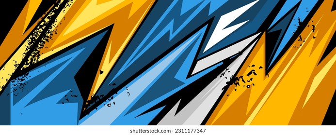 Abstract orange and blue car decal design vector. 