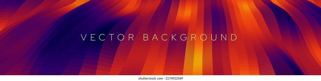 Abstract Orange and Blue Fluid Wave. Duotone Liquid Geometric Banner. Gradient 3D Flow Shape. Modern Background Fesign for Cover, Landing Page, Presentation. Vector Illustration.