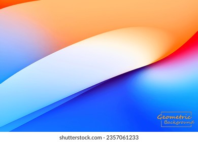 Abstrakter orangefarbener und blauer geometrischer Hintergrund. Dynamische Formen-Zusammensetzung. Vektorgrafik.