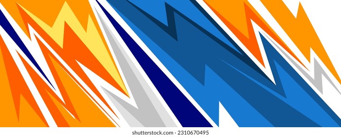 Abstract orange blue geometric stripes background. Car decal wrap design.