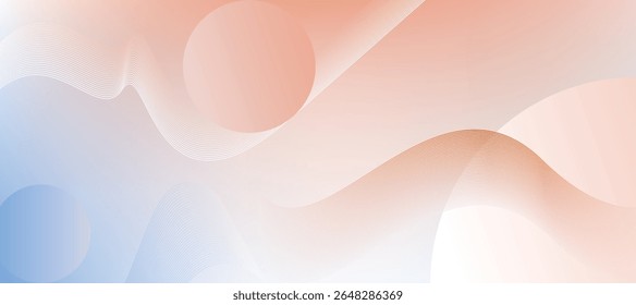 Abstract Orange and Blue Gradient Background with Curved Lines and Circles