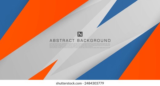 Abstractas fondo 3D de triángulo de degradado naranja y azul con sombra. Triángulo naranja y azul sobre fondo blanco. Vector Eps10