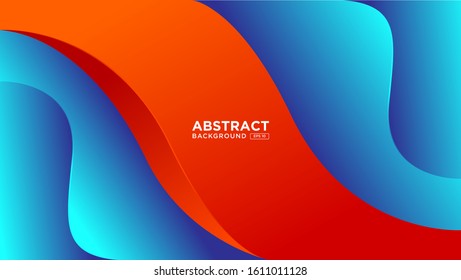 abstract orange blue gradient wavy background. full color gradient. 3d backdrop. Modern design. Cover layout template. EPS 10 vector