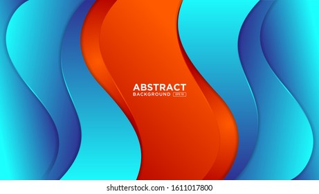 abstract orange blue gradient wavy background. full color gradient. 3d backdrop. Modern design. Cover layout template. EPS 10 vector