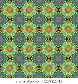 Abstract orange, blue and gray image with a squares. Raster illustration. Digital art abstract seamless pattern.
