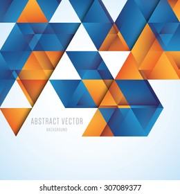 Abstract orange and blue triangles vector background