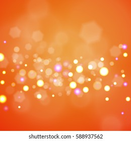 Abstract orange bokeh background. Vector illustration
