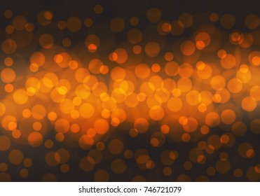 Abstract orange bokeh light night background vector illustration.