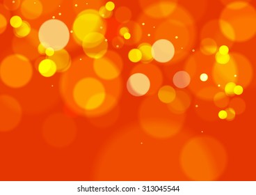 Abstract Orange Bokeh Lights Background, Vector Illustration