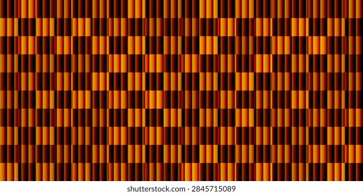 Abstract Orange Brown Checkerboard Pattern With Vertical Stripes, Retro Geometric Optical Illusion Texture