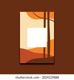 Abstract Orange Brown Square Shape Watercolor Painting Background contemporary modern landscape boho poster flyer template. Premium Vector Aesthetic brush texture decoration Minimalist Hand Drawn