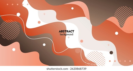 Abstract orange and brown wave fluid 3D background. Trendy shape pattern design. Modern banner background. Vector Eps10