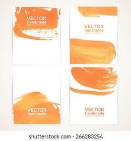 Abstract orange brush texture hand drawing banner set 2