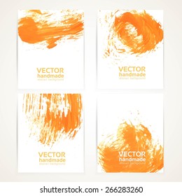 Abstract orange brush texture hand drawing banner set 1