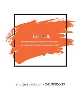 Abstract Orange Brushstroke Square Frame, 