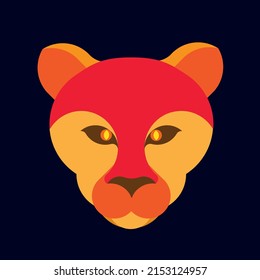 Abstract Orange cat vector logo template.