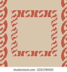 abstract orange chain beans ornament and decorated square