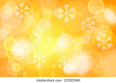 Abstract Orange Christmas Festive background with snowflakes