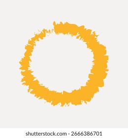 Abstract orange circle design with rough edges. Circular pattern in vibrant orange. Artistic orange circle, perfect for creative projects and modern designs. Frame vector with copy space.