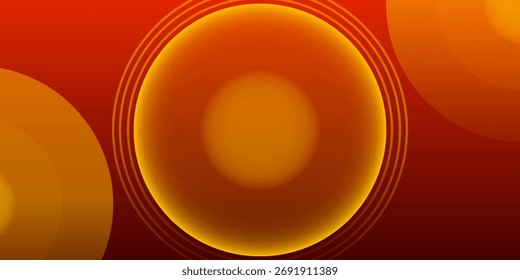 Abstractas círculo naranja sobre fondo rojo oscuro. Ilustración vectorial