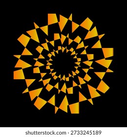 Abstract orange circles  on black background and free space for design. 