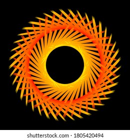 abstract orange circular spirograph on black background. Spirograph decorative element for design.