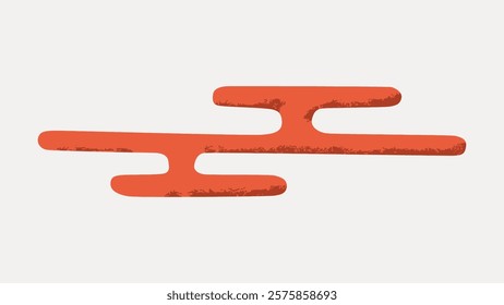 Abstract orange cloud design with a minimalist style. The orange cloud pattern features a simple, artistic look. Perfect for abstract, minimalist themes. Vintage illustration isolated on white, vector